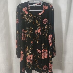 Jodifl Sz S.Black Pink Floral Midi Dress.